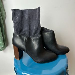 Vince Chase Black Fold Over Slouch Booties